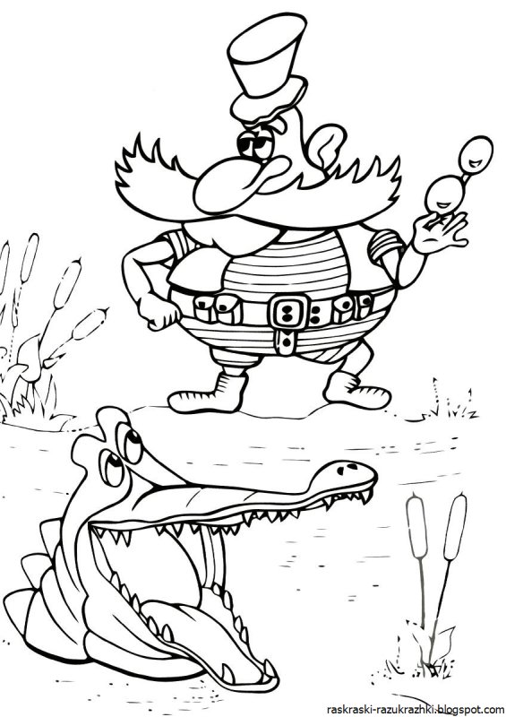 Бармалей раскраска для детей Чуковский