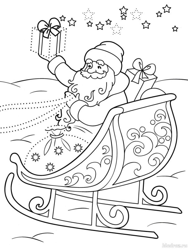 Дед Мороз раскраска для детей