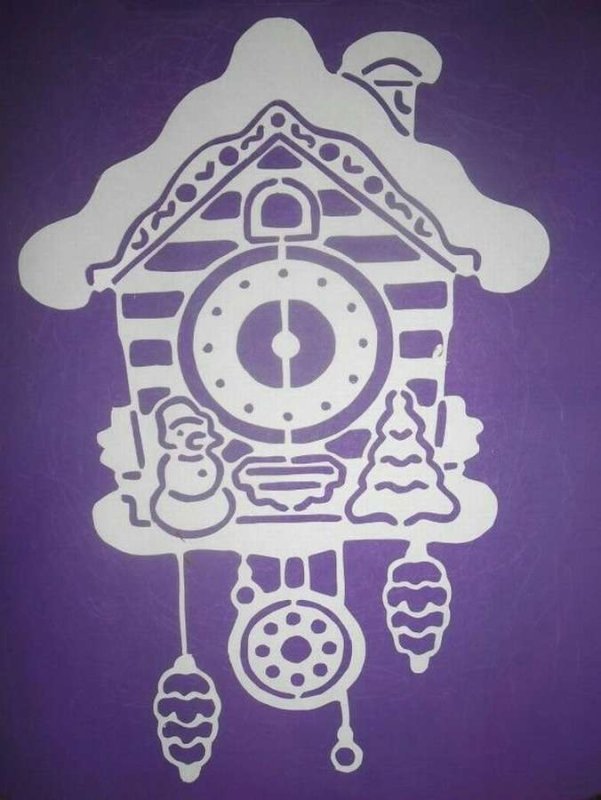 Вытынанки на окна новогодние часы