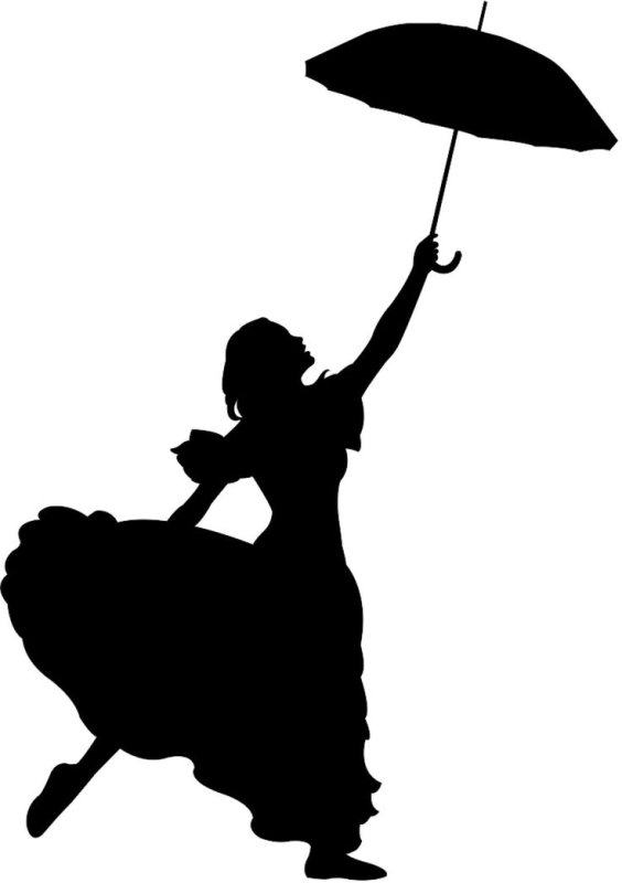 Девушка с зонтиком силуэт