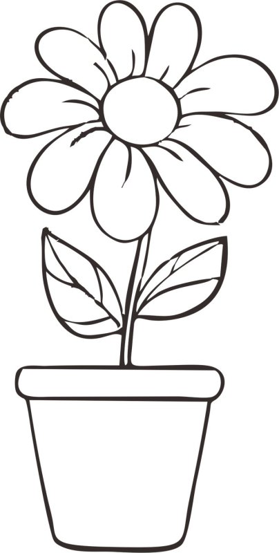 Трафарет цветок в горшке