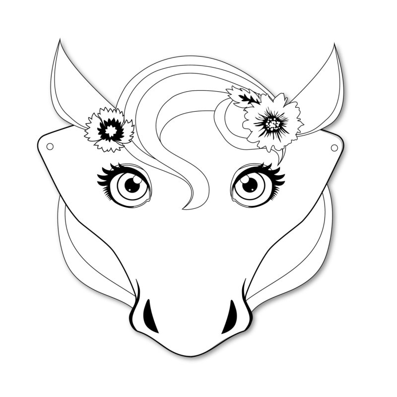 Маска единорога раскраска