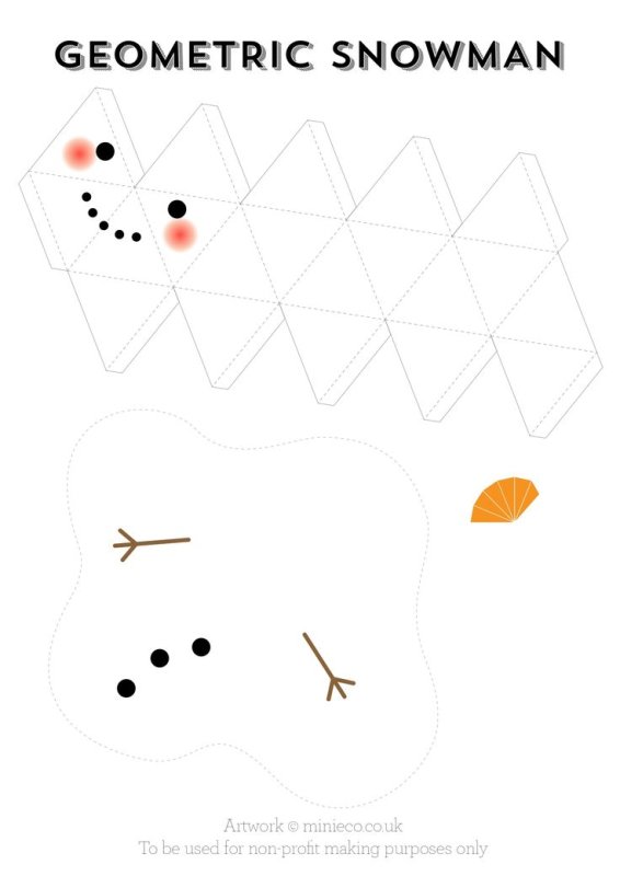 Снеговик из бумаги объемный шаблон