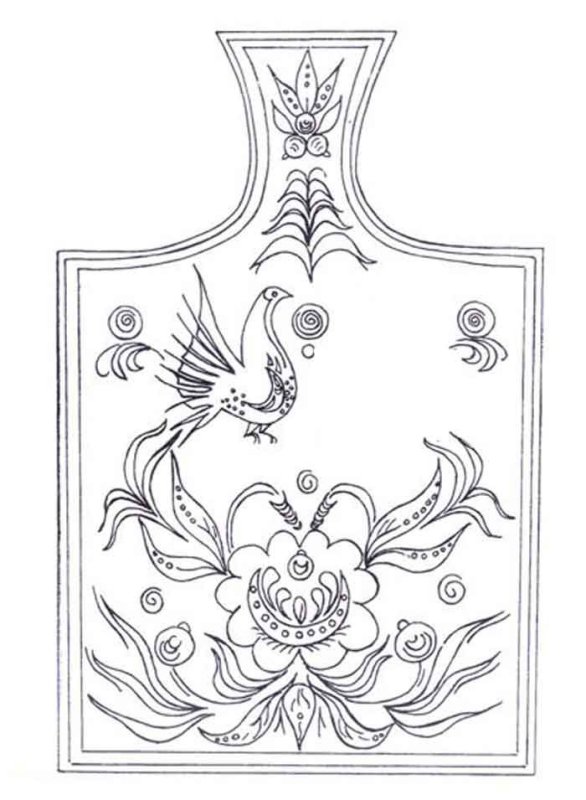 Раскраска дощечка Городецкая роспись для детей