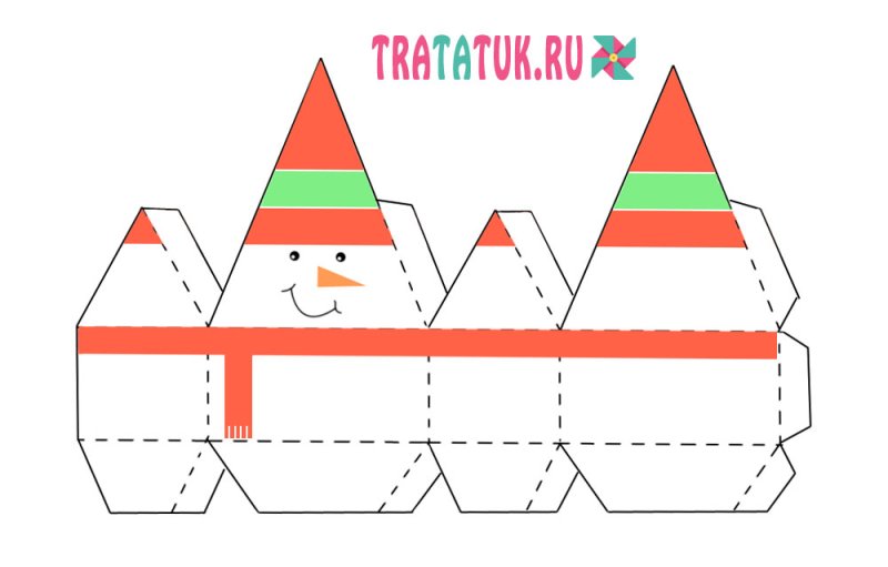 Развертка снеговика из бумаги