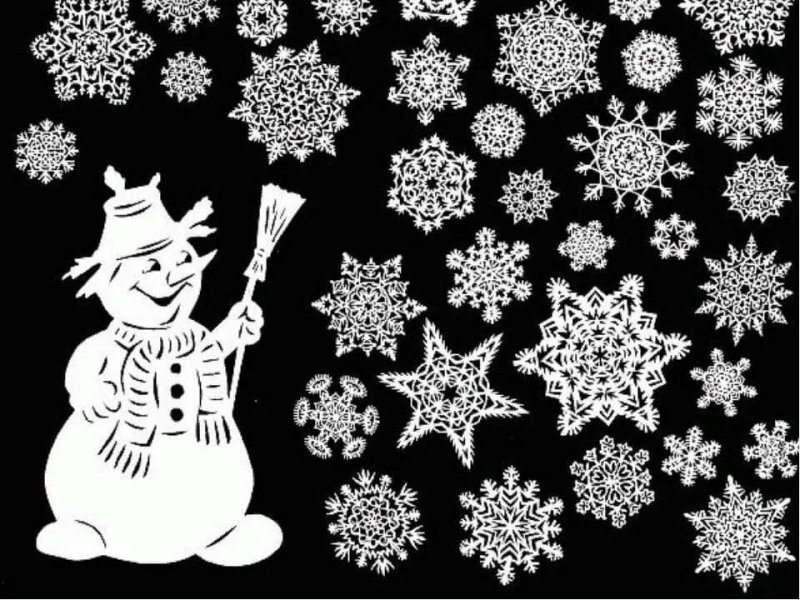 Трафареты на окна новогодние снежинки