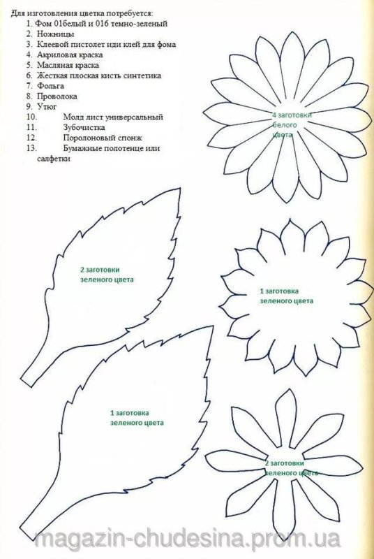 Лист георгина шаблон