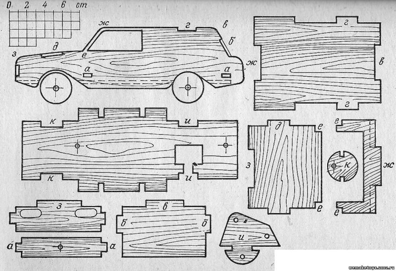 Чертеж машинки из фанеры для выпиливания лобзиком