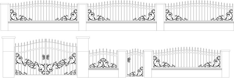 Эскизы кованых палисадников