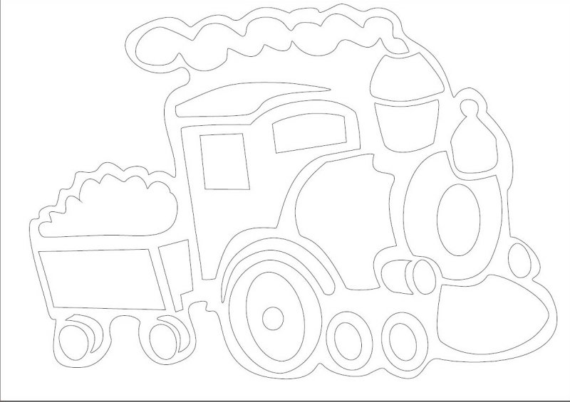 Трафарет поезда для вырезания