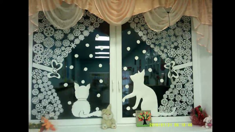 Новогодние для украшения окон кот