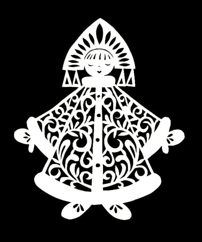 Снегурочка для вырезания на окна