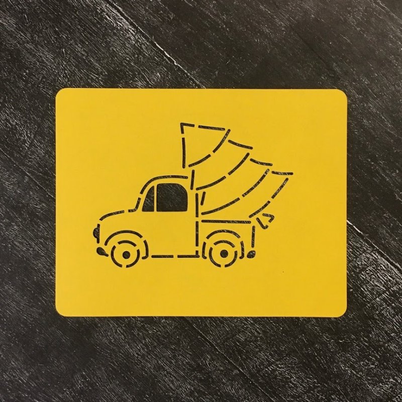 Машина с елкой трафарет