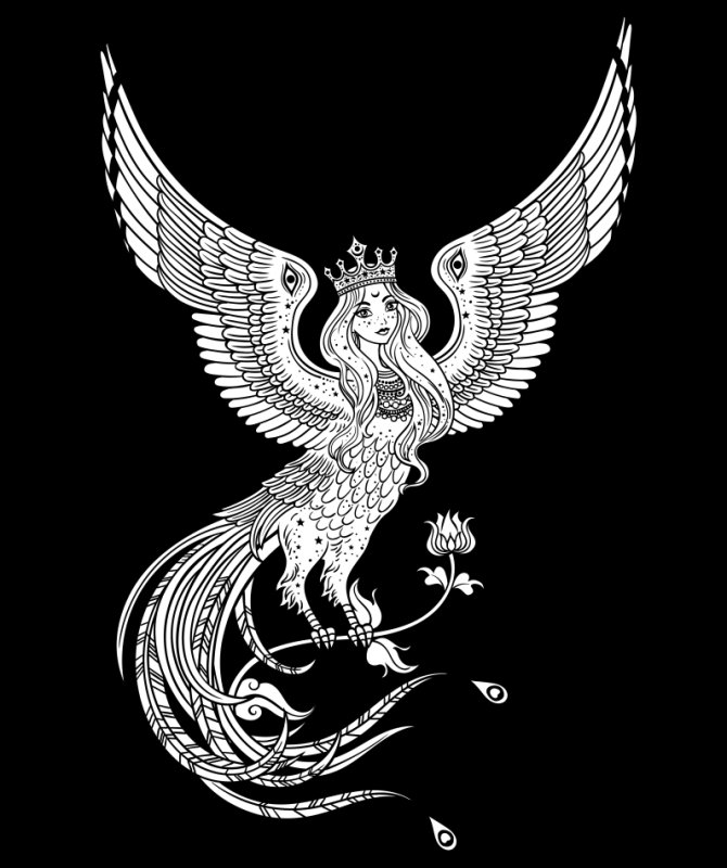 Сирин алконост Гамаюн тату