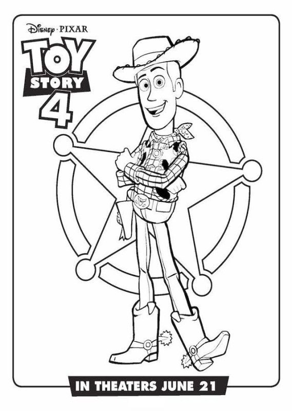 Ковбой Вуди раскраска