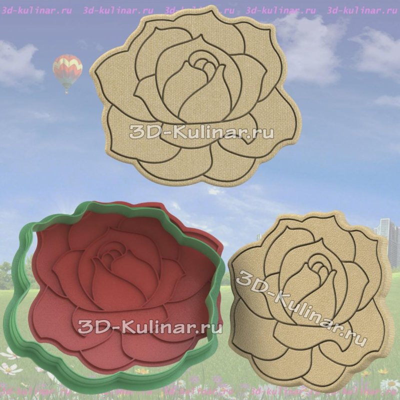 Роза шаблон для пряника