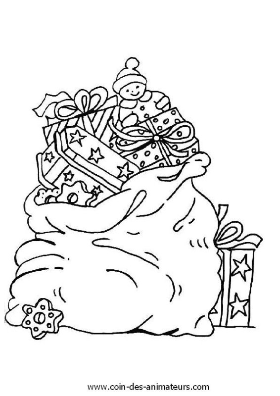 Мешок Деда Мороза раскраска