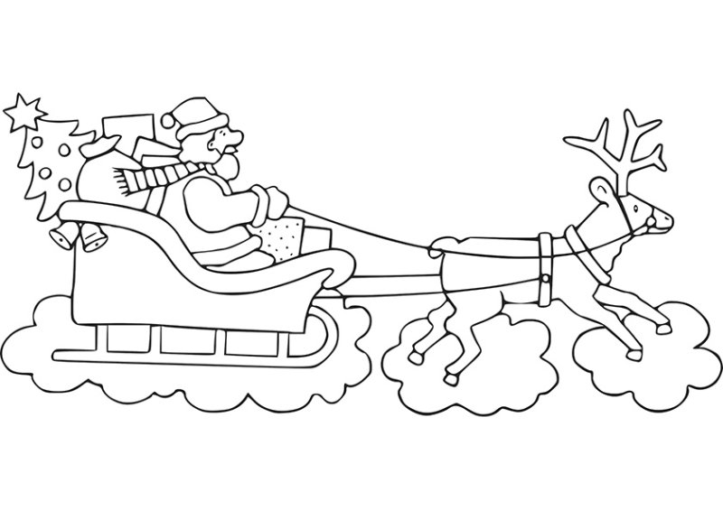 Олени с санями трафареты