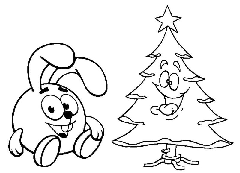 Новогодние раскраски Смешарики