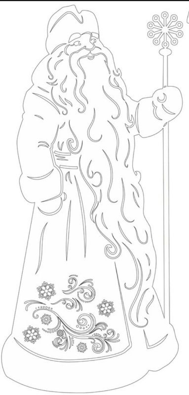 Дед Мороз вытынанка большого размера на окно