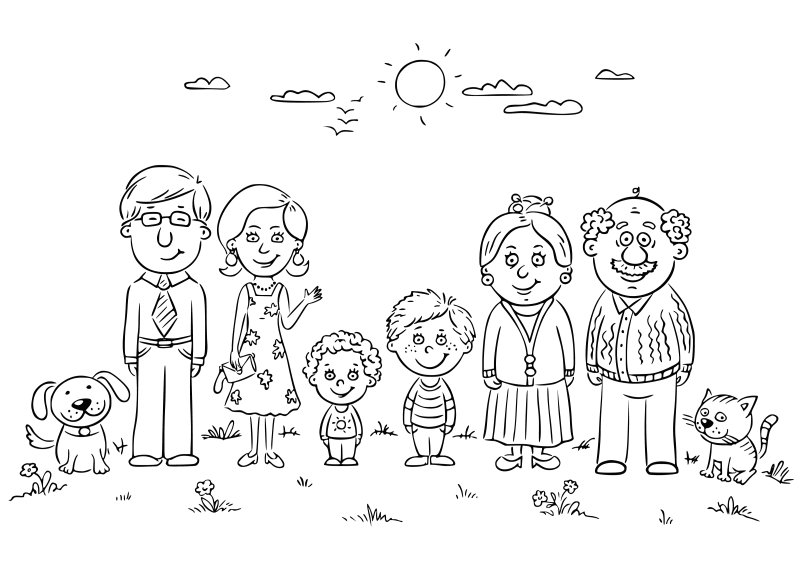 Рисунок семьи для раскрашивания