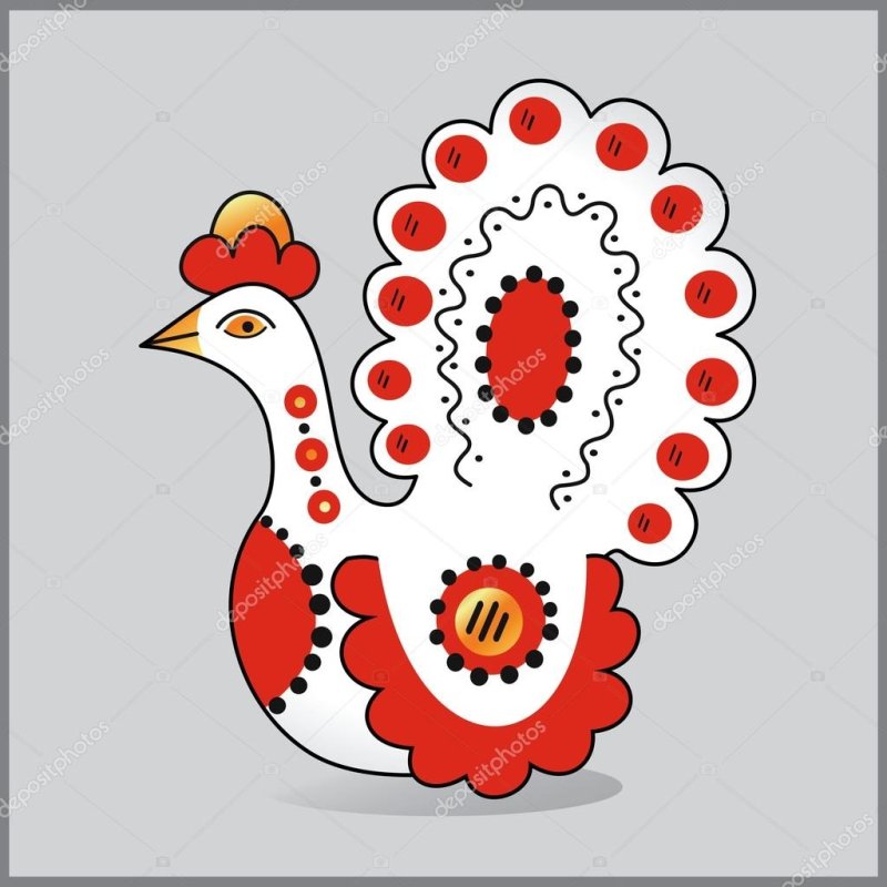 Дымковская роспись индюк