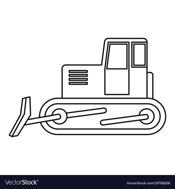 Бульдозер силуэт