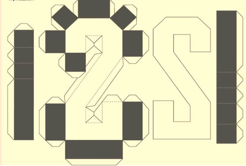 Объемные цифры трафарет