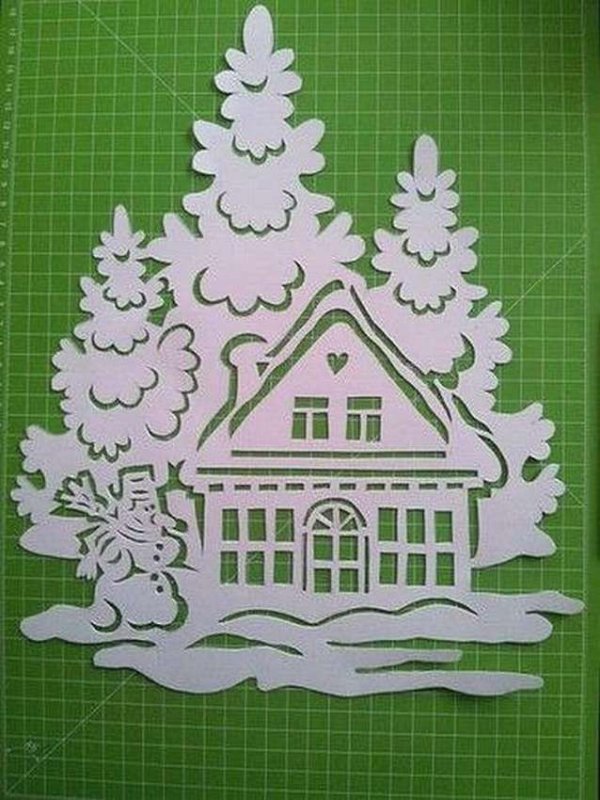 Домики вырезать из бумаги на окно