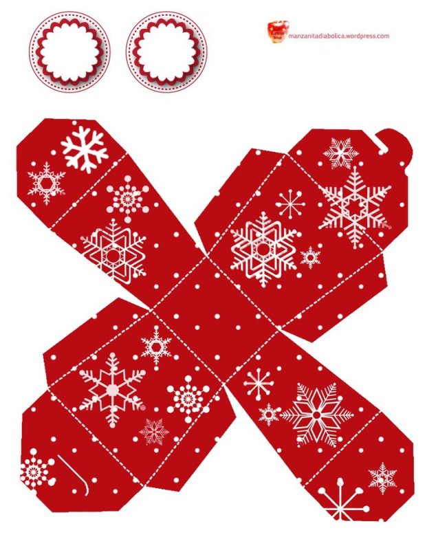 Распечатка коробочки для подарка новогоднего