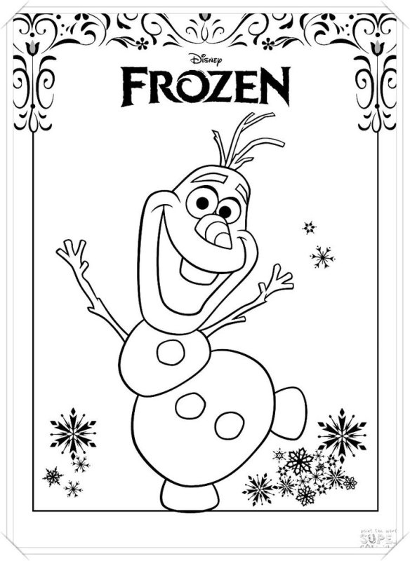 Снеговик Олаф раскраска