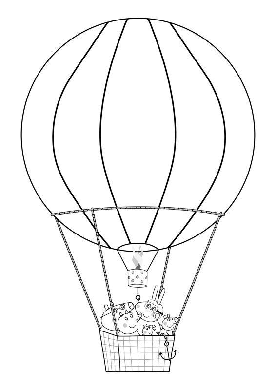 Раскраска воздушный шар с корзиной