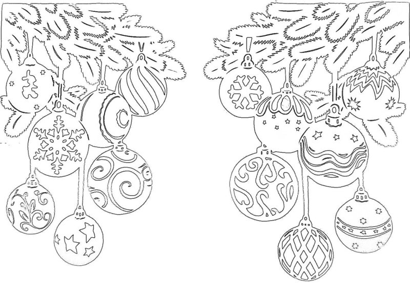 Вытынанки новогодние шары на окна