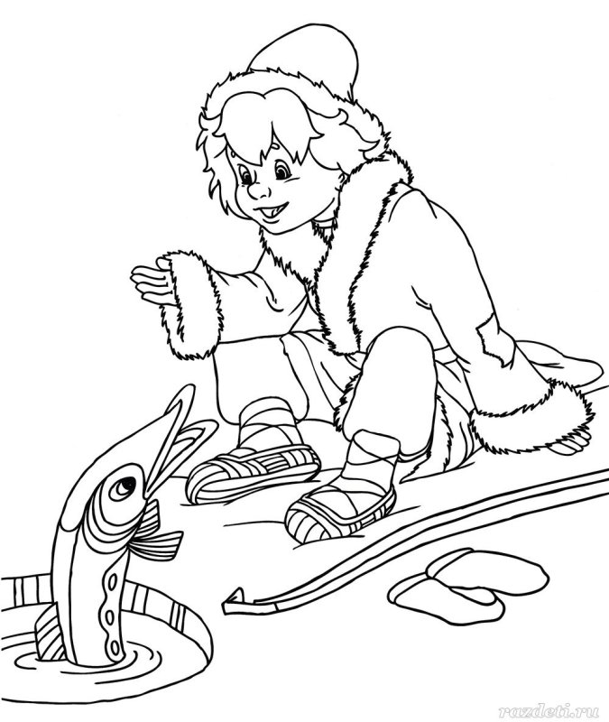 Русская народная сказка по щучьему велению раскраска