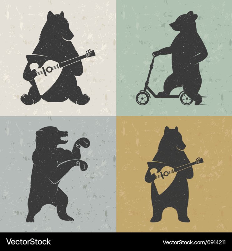 Векторное изображение медведя с балалайкой