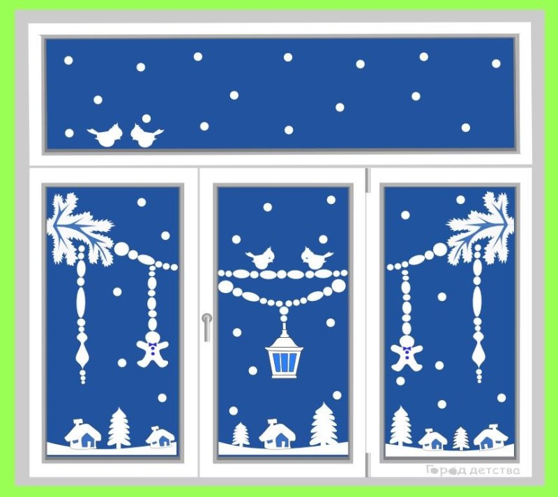 Украсить окно к новому году из бумаги