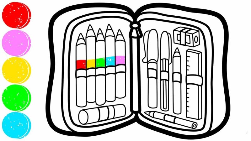 Раскраска пенал школьный