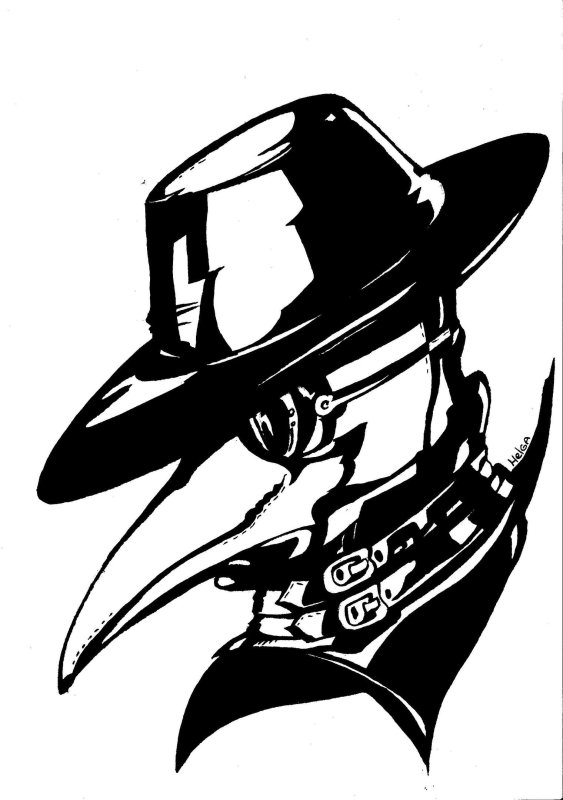 Чумной доктор вектор чб