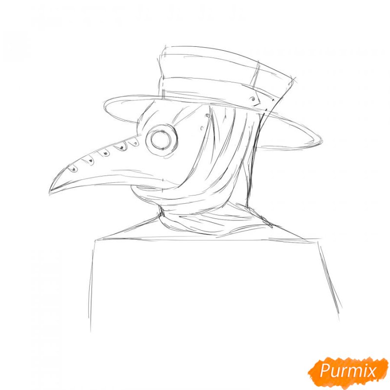 Маска чумного доктора рисунок