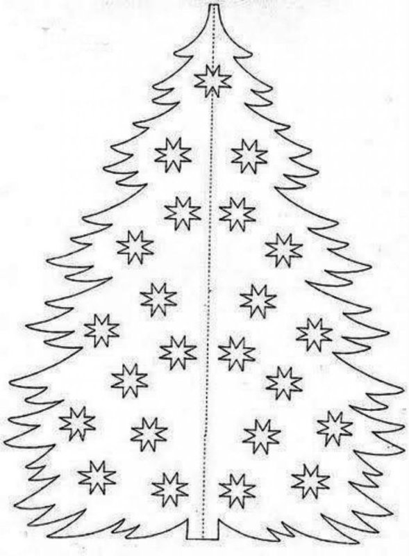 Елка трафарет на окно