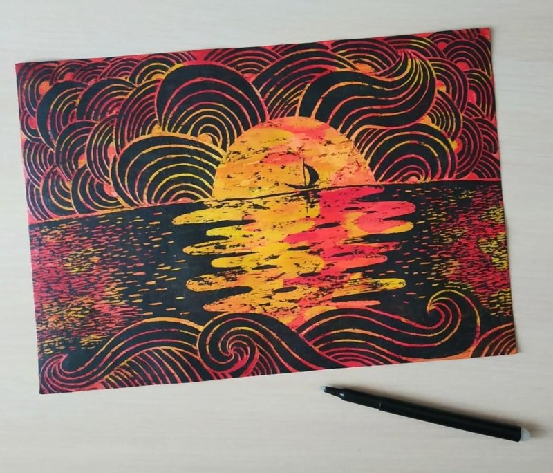 Граттаж Золотая рыбка