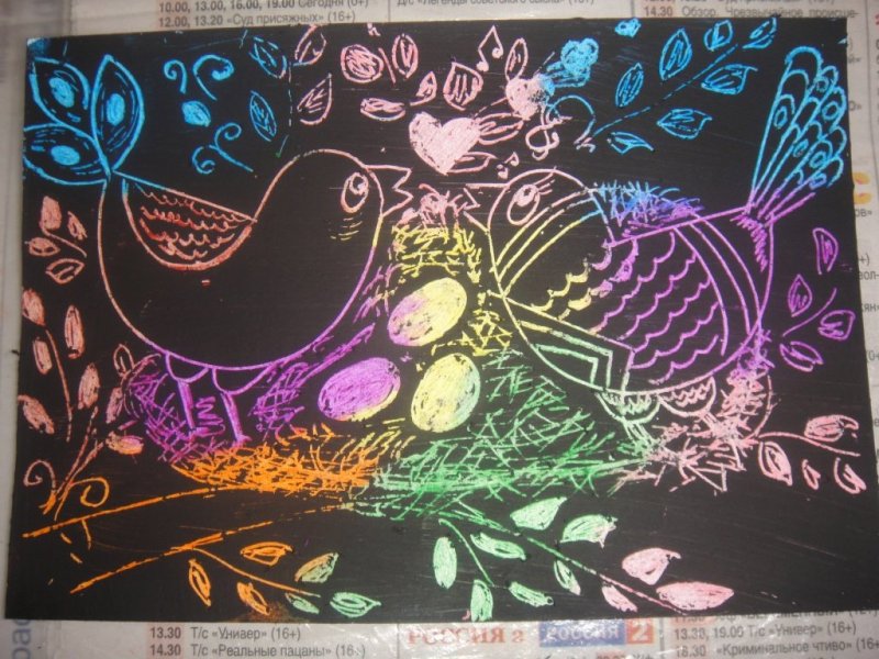 Граттаж рисунки