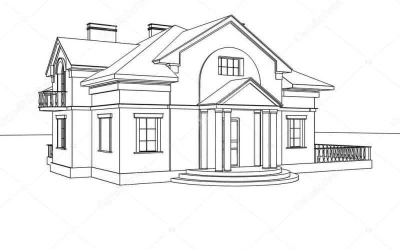 Раскраска двухэтажный дом