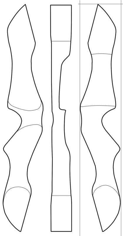 Чертеж рукояти рекурсивного лука