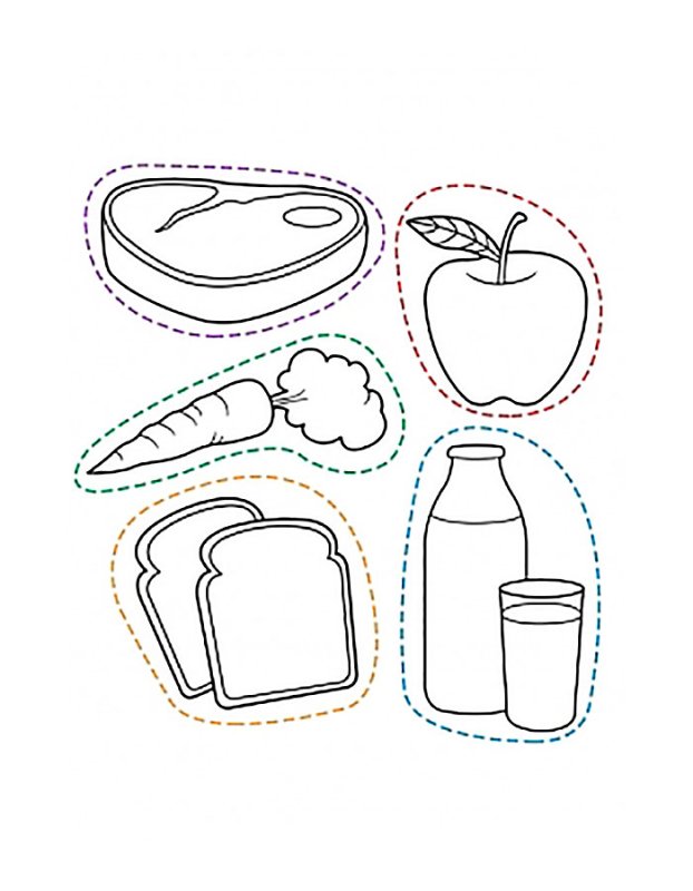 Еда раскраска для детей
