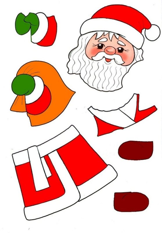 Шаблон Деда Мороза для аппликации