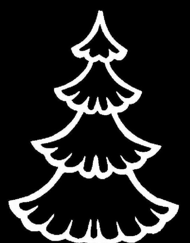 Трафарет елочки на окно
