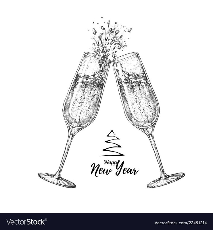 Бокал шампанского скетч