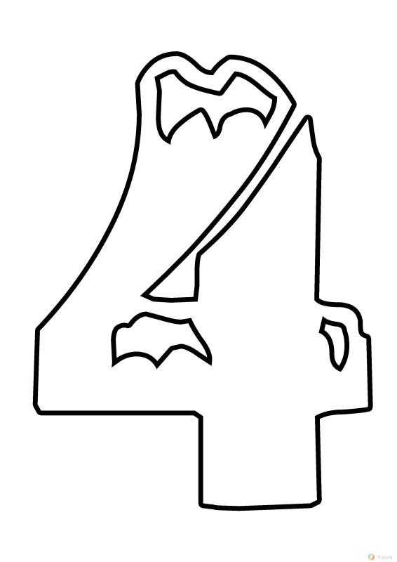 Цифра 4 трафарет для вырезания