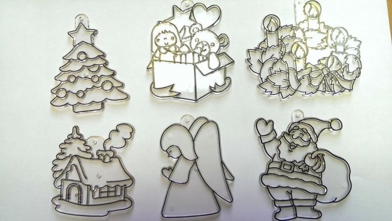 Трафареты для витражных красок новогодние